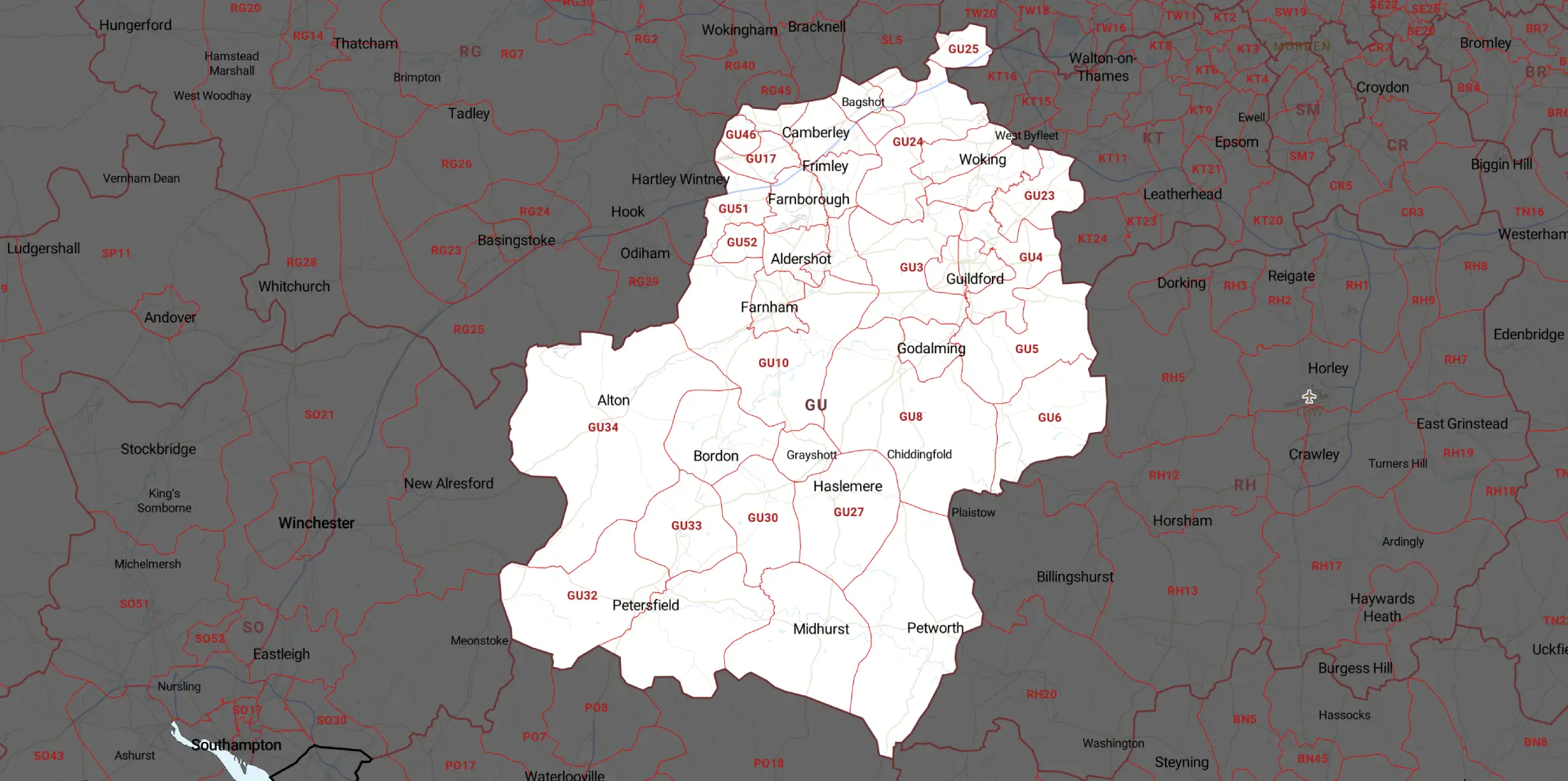 Service Areas Map